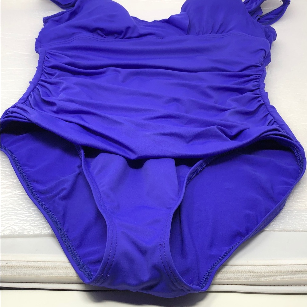 Lauren Ralph Lauren Beach Club Solids Ruffle Surplice V-Neck One Piece Swimsuit - Picture 11 of 11